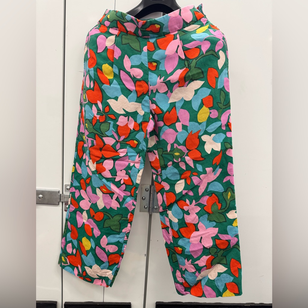 J. Crew Women's Wool Floral Pants - Green, Pink, Red, Blue